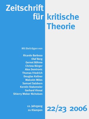 cover image of Zeitschrift für kritische Theorie / Zeitschrift für kritische Theorie, Heft 22/23
